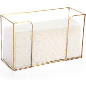Sumnacon Countertop Bathroom Paper Towel Dispenser Glass Paper Towel Dispenser for Home Bathroom Kitchen Office Toilet Table,Gold Paper Towel Holder for Multifold C Fold Trifold Z Fold