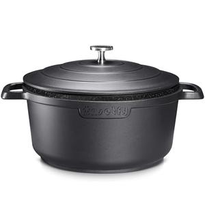 INSETFY Large Dutch Oven Pot with Lid-7.5QT Cast Aluminum Oven Pot with Two Handles Lightweight for Bread Baking Braising and Roasting(Black)