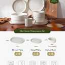 Famiware Star Plates and Bowls Sets, Modern Stoneware Dinnerware Sets for 8, 24-Piece Kitchen Dish Set - Microwave and Dishwasher Safe, Chip and Scratch Resistant, Matte White