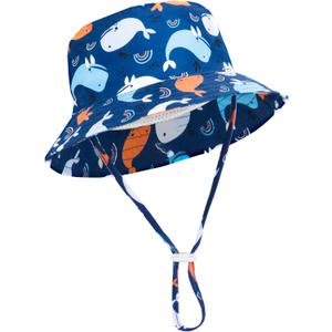 Baby Boy Sun Hat Baby Hats UPF 50+ Toddler Sun Hat Infant Sun Hats Kids Beach Summer Adjustable Bucket Hat (12-24 Months, Whale-navy)