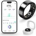 Smart Ring for Women and Men  Fitness & Health Smart Ring with Heart Rate and Sleep Tracking  Waterproof Activity & Wellness Ring Compatible with iPhone and Android (12#(21.4mm), Black)