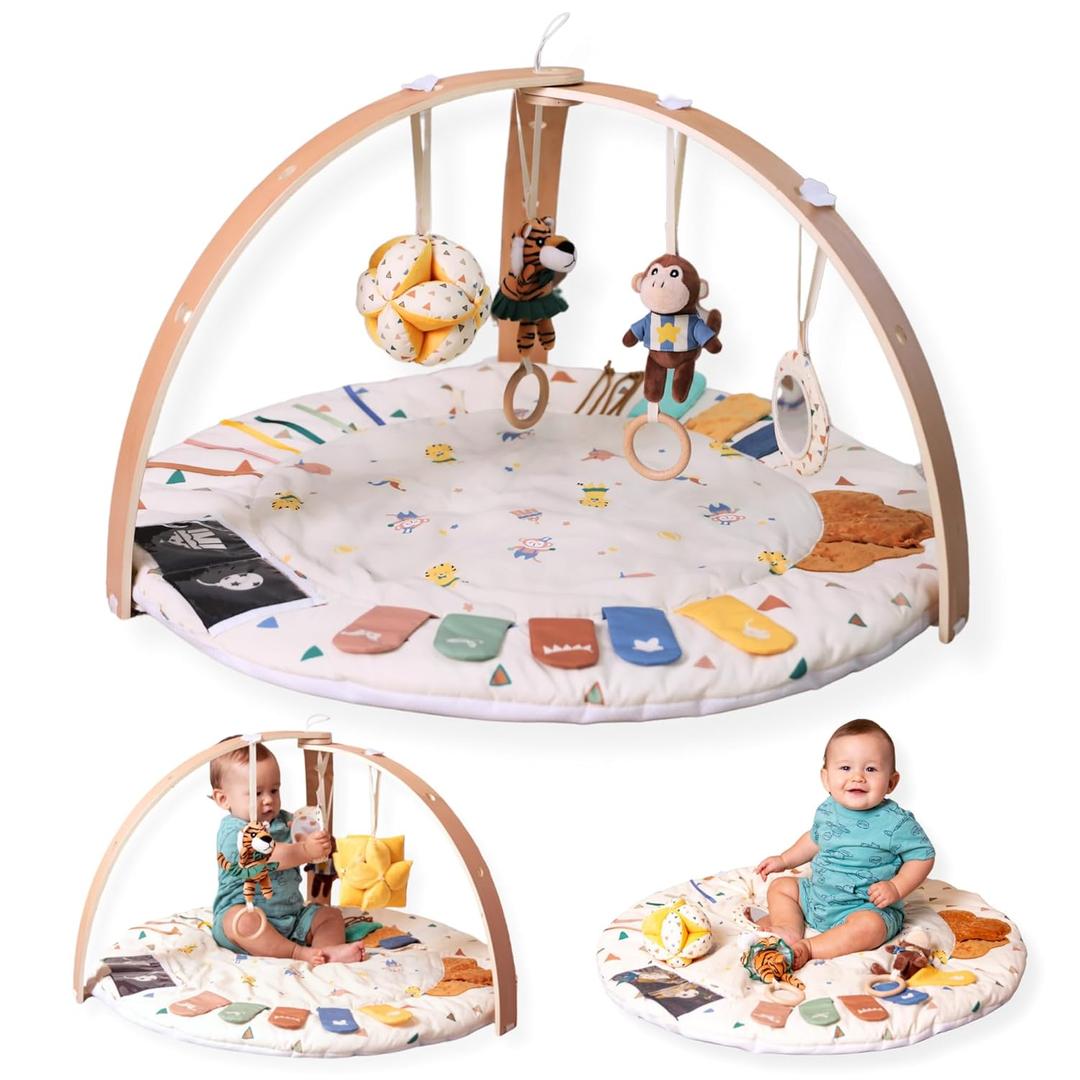 MOVA Baby Play Gym Baby Play Mat for Babies 0-6 0-12 Months Baby Tummy Time Play Mat Infant Play Mat for Babies Baby Activity Mat Gym for Floor Baby Playmat for Babies Newborn Play Mat Gift Boys Girls