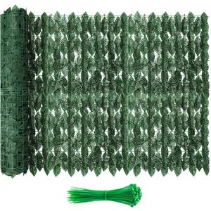 120x40 in Artificial Ivy Privacy Fence Screen, Privacy Fence Panels Faux Greenery Backdrop Ivy Leaf Privacy Fence Decorative Fence Privacy Screen Outdoor for Patio, Balcony, Garden, Backyard