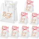 PerKoop 8 Pcs Bridesmaid Gift Bags Bachelorette Party Favors PVC Wedding Bachelorette Gift Bags with Handles Large Clear Bride Goody Pouches, 1 Bride 7 Bridesmaid for Shower(Rectangle Style)