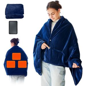 GLITI USB Heated Blanket,Cordless Electric Blanket with 10000mAH Battery,61" x 34" Heated Throw Blanket with 3 Fast-Heating Levels,Machine Washable Super CozySoft Portable Heated Blanket for Women Men