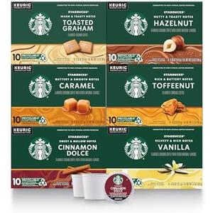 Starbucks K-Cup Coffee Pods—Flavored Coffee—Variety Pack for Keurig Brewers—Naturally Flavored—100% Arabica—6 boxes (60 pods total) Best By SEP 04,2025