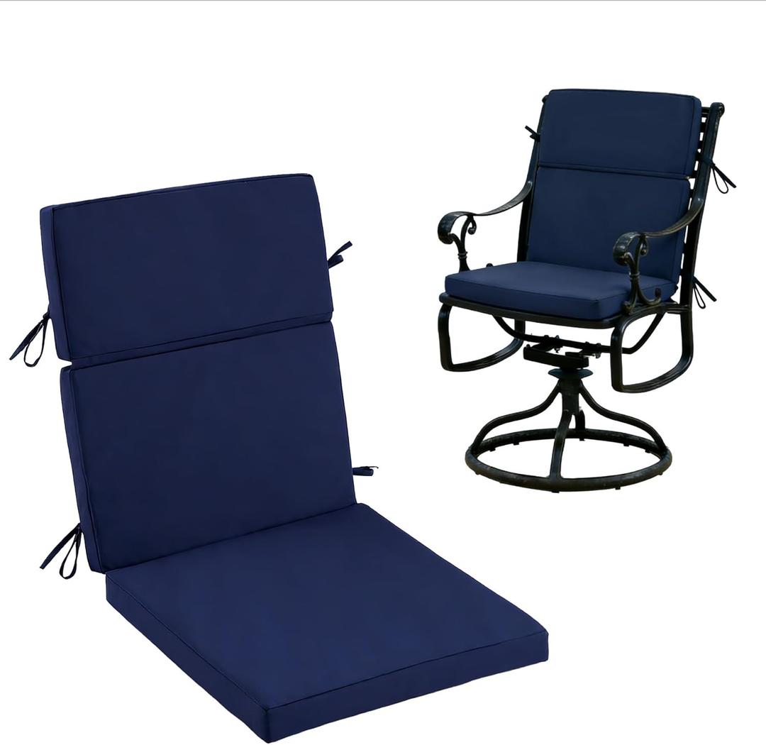High Back Patio Chair Cushions, 21x20 Waterproof & Fade-Resistant Outdoor Dining Chair Cushions, Indoor/Outdoor High Back Cushion, Seat Pad for Glider and Lawn Chair, Navy Blue