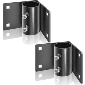 Stationary Dock Inside Corner Leg Pipe Holder, Heavy-Duty Floating Dock Metal Edge Hardware Pipe Leg Holder for 2 Inch Mounting Holes, with Adjustable Mounting Screws and Black Anti-Rust Coating