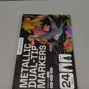 ARTISTRO 24 Metallic Dual-Tip Acrylic Paint Markers - Brush + Fine Tip Combo - Multi-Surface Shiny Paint Pens