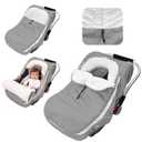 TinyPalsa Winter Baby Carseat Cover, Warm Cozy Infant Car Seat Covers with Plush Lining for Cold Weather, Waterproof Carseat Canopy with Adjustable Collar, Universal Fit for Boys & Girls (Grey)