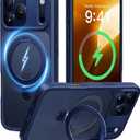 MagicStand Pro iPhone 17 Pro (6.3”) Case, 360°, Magnet, MagSafe, MIL-SPEC, Shockproof, Anti-Fingerprint/Yellow, Matte, Translucent, Lens Protect, Wireless Charge, Strap Hole (Deep Blue)