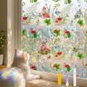Countewol Privacy Window Films Stain Glass Cling No Glue Anti-UV Window Sticker for Bathroom Bedroom Living Room(Forest Rainbow 70.86" L*30.7" W)