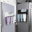 Magnetic Stanley Cup Holder for Refrigerator - Waycco Upgraded 2-in-1 Tumbler Organizer with Lid Hanging Bar & Slide-in Hooks, Fits Stanley Adventure Mug, Yeti Rambler & Most Handle Mugs (Black)