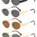 ISIUINN Retro Oval Sunglasses for Women Men 90s Trendy Gold Metal Frame Sun Glasses Small Round Classic Shades (Black+Gold Grey+Gold Brown+Gold Green)