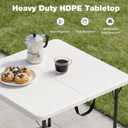 34" Square Folding Table for 4 Person, 330lbs Weight Capacity Foldable Table with HDPE Tabletop & Heavy-Duty Steel Legs, Large Portable Picnic Table for Indoor Outdoor Parties, Camping, White
