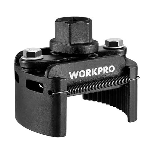WORKPRO Universal Oil Filter Wrench Adjustable with Auto-Clamp Spring, Oil Filter Removal Tool, Oil Filter Change Set, Ideal for Engine Filters, Conduit, & Fittings