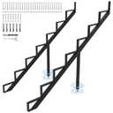 Steel Stair Step Riser 7-Step, Metal Stair Stringer with Reinforcing Support Legs, Heavy Duty Steel Stair Stringer for 58.5" Height Deck and Outdoor Steps (2 Pack)