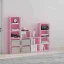 Furinno Luder 3-Tier Open Shelf Bookcase, Pink/White, 3-Tier, 9.3 x 16 x 31.4