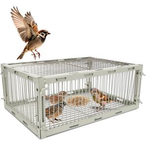 Sparrow Trap Cage  Bird Traps for Small Birds Wild, House Sparrow Bird Traps, One Way Birds Cage Trap, Bird Catcher Trap for Cardinals, Quail, Starlings with S Size (12.0"L x 8.3"W x 4.7"H)