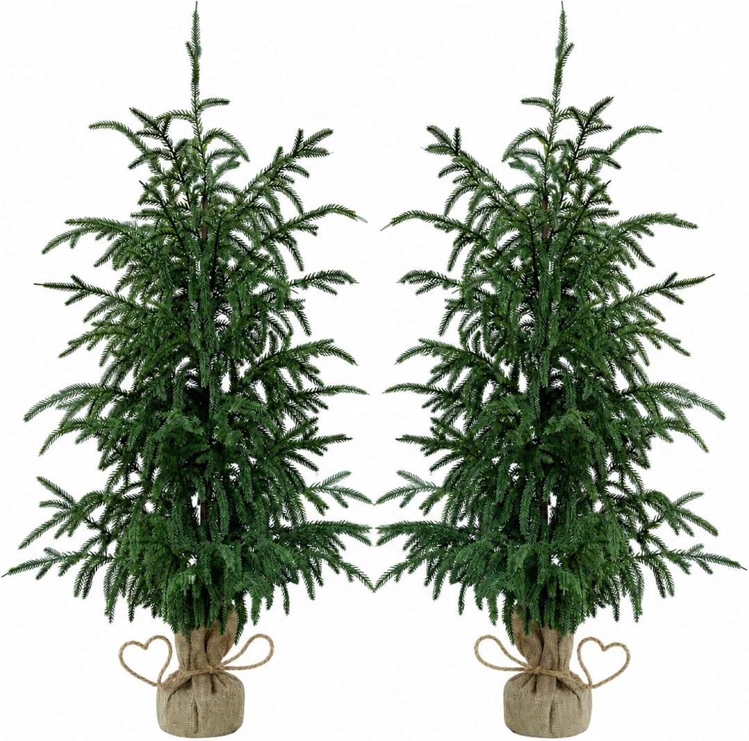3FT Artificial Norfolk Pine Trees with Real Touch Leaves, 2 Pack