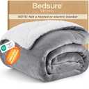 Bedsure GentleSoft Sherpa Fleece Throw Blanket for Couch, Non-Heated, Thick & Warm Christmas Cozy Blanket for Winter, Soft Fuzzy Plush Throw Gifts for Women and Men, Grey, 50x60 Inches