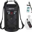 Piscifun Dry Bag, Waterproof Floating Backpack 10L/20L/30L/40L with Waterproof Phone Case for Boating, Kayaking, Fishing (Black)