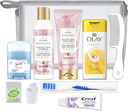 Convenience Kits International Womens Deluxe Kit 10 PC Kit Featuring: Sulfate Free Hair, Face & Body, Oral Care, Travel-Size Travel Essentials