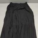 Allegra K Women Pleated Skirt Midi Length Elastic High Waisted A Line Swing Flare Metallic Shirring Party Valentines Skirts Medium Black, M