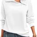 Womens Zipper Sweatshirt Turtleneck Long Sleeve Pullover Casual Loose Sweatshirts Top T Shirts (L)