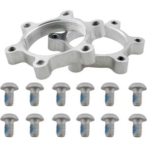 2PCS Silver Aluminum Alloy 6 Bolt Flange Adapter with Screws Disc Brake Conversion 48mm Mountain Bike Threaded Hub Base Accessories