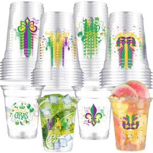 40 Pcs Mardi Gras Party Cups Carnival Plastic Cups 12 OZ Let's get Cray Disposable Clear Cups Mardi Gras Drinking Cups for FMardi Gras otball Party Supplies