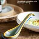 Gomakren Soup Spoons Set of 6, Asian Soup Spoons 6.5 Inch Ramen Spoons, Christmas Ceramic Chinese Spoon Set for Soup, Cereal, Pho, Noodles, Dumpling, Mothers Day Gifts, Dishwasher Safe, Blue-Green