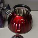 Mr. Coffee Twining 2.1 Quart Pumpkin Shaped Stainless Steel Whistling Tea Kettle, Metallic Red