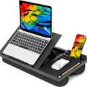 LORYERGO Adjustable Laptop Desk with Cushion, Mouse Pad & Cellphone Slot - Laptop Stand for Bed & Couch, Lap Desk for Home & Office (Black)