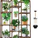 Uneedem Tall Shelf Stand Indoor Outdoor for Multiple Plants, 10 tiers 11 Pot Wood Plant Holder Rack for Room Corner Balcony Garden Patio Brown Large