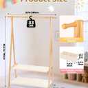 Kids Clothing Rack for Hanging Clothes, Small Toddler Clothes Racks Bamboo Wooden Garment Dress Up Storage Costume Rack with 2 Shelves and 2 Storage Baskets, for Laundry Drying (Natural)