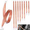 Ground Strap Automotive,8pcs 10/13/15/20 inch Grounding Strap Vehicle Universal Engine Ground Straps Kit Copper Braided Grounds Straps GroundStrap Wire GroundStrap for Most Cars (Brown-Thicken)