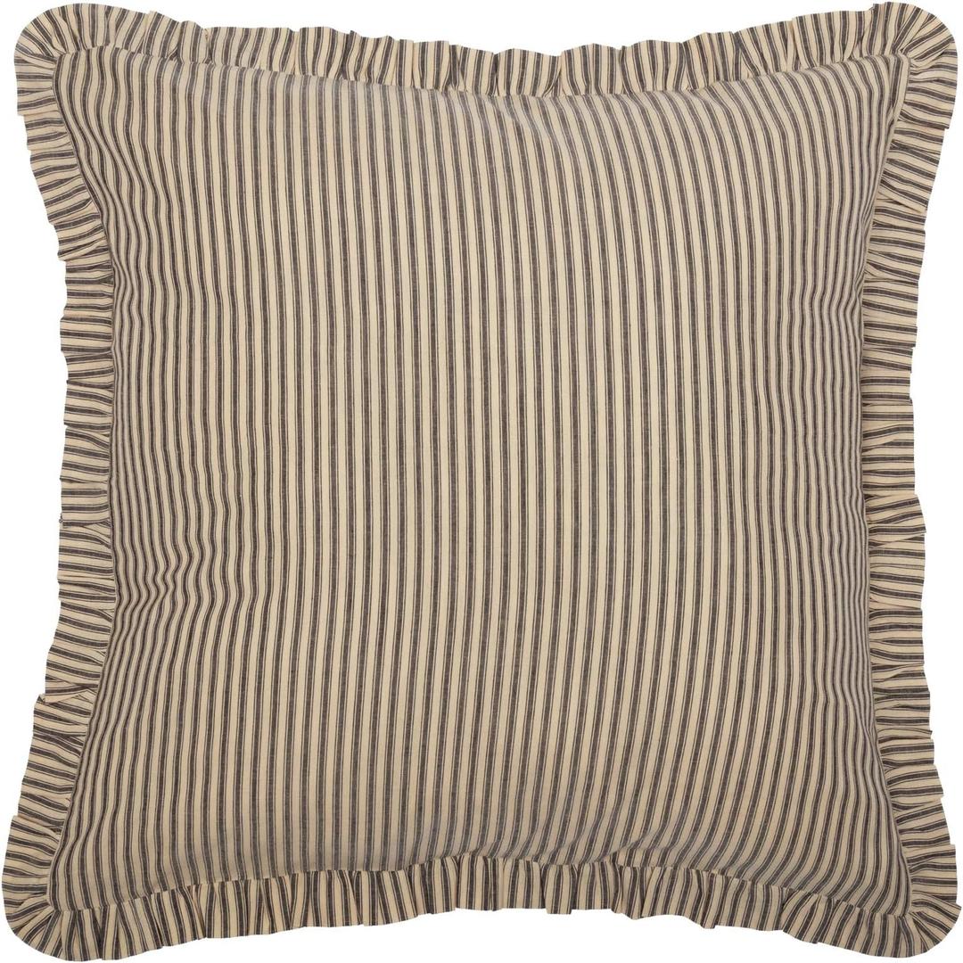 VHC Brands Sawyer Mill Charcoal Ticking Stripe Collection Farmhouse Style Pillow Cover Sham (Euro Sham 26x26)