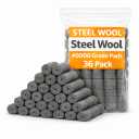 Steel Wool #0000 Grade Pads, 36 Pack  Flexible Cut to Size Wire Wool for Glass Shower Door Hard Water Removal, Chrome & Stainless Steel Polishing, Weep Hole Gap Filler, Mice Control & Rodent Barrier