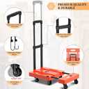 SOYO Folding Hand Truck, 500lbs Heavy Duty Dolly, Portable 6 Wheels Collapsible Luggage Cart with 2 Elastic Ropes for Moving, Travel, Shopping, House Office Use, Orange