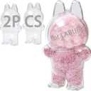 2PCS Protective Case for LABUBU, Clear Figure Display Bag with Keychain for Doll(Doll Excluded, 2PCS Style Standing)