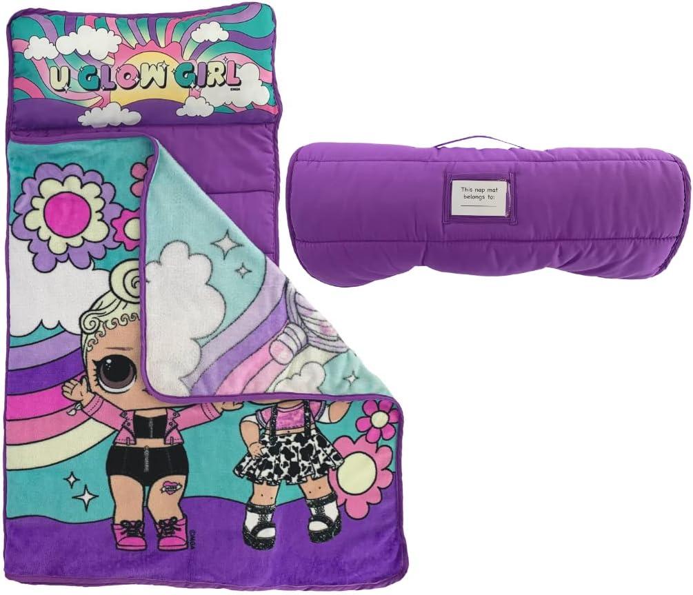 LOL Surprise! 24"(W) X 45"(L) Soft Toddler Nap Mat with Pillow and Blanket Perfect for Preschool, Daycare, and Travel (100% Official Licensed Product)