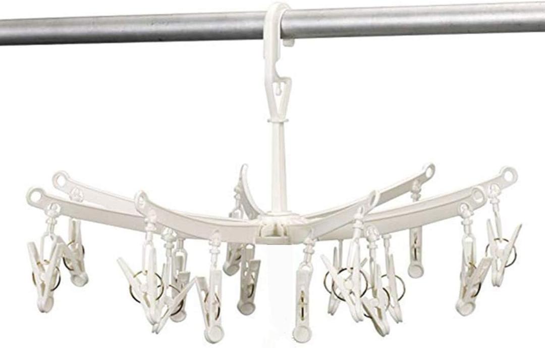 DurReus Foldable Clip Drip Laundry Hanger Portable Plastic Hanging Dryer with 20 Clips for Drying Cloth Diapers, BabyClothes, Bras, Underwear, Hat, Gloves, Socks