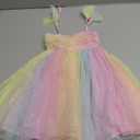 Baby Girl Birthday Dress Sleeveless Backless Princess Tutu Dress Toddler Cake Smash Party Photo Shoot Tulle Dresses (3-4T, Rainbow)