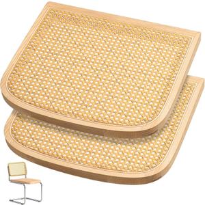 Yerliker 2 Pack Cane Chair Replacement, Natural Chair Replacement Cane Seat for Home Office, Ash Wood and Rattan (Yellow), 18.5 x 16.5 x 1.2 inches