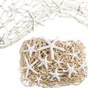 21 Pieces Starfish Ornament Sets Starfish Decor Fish Net Sea Wall Decor Fishnet Nautical Decoration for Crafts Beach Wedding Mermaid Party Under The Sea Party Decorations(White)