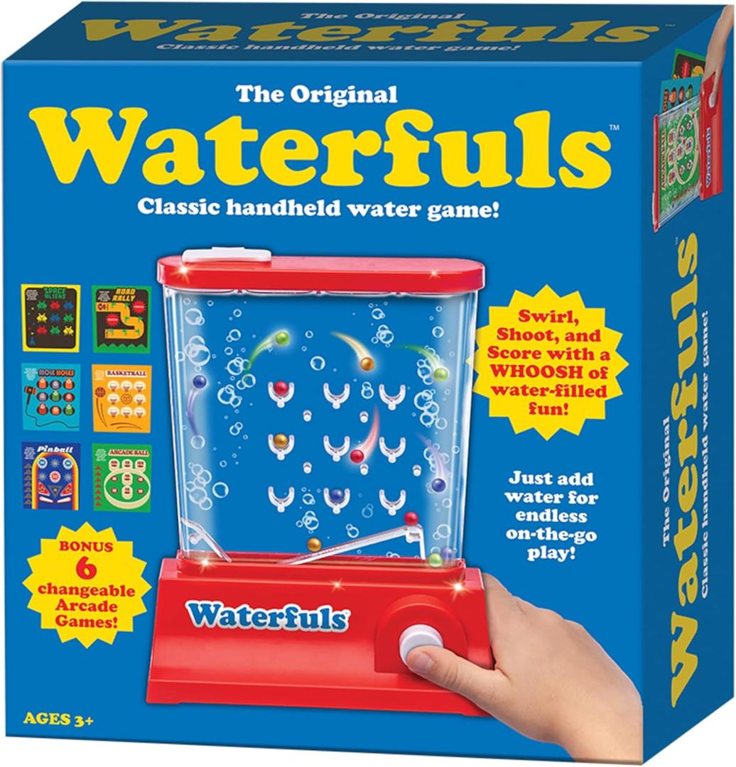 Playmonster Original Waterfuls Classic Handheld Water Games Kids Games, Retro Travel Games, Fidget Toys for Kids, Autism Toys, 6 Interchangeable Back Panels, Screen Free Play, Portable, Ages 3+
