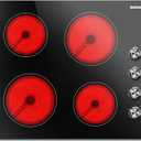 Karinear 24 Inch Electric Cooktop 4 Burners Electric Stove, Knob Control
