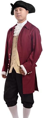 BLESSUME Rococo Men Colonial Costume Patriotic Adult Costume Set Size M