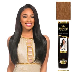 Sensationnel Empire yaki human hair - Tangle Free Weaving for Quick Weave and Sew in Styles for Faux Highlights and Faux middle part Leave Out - 1 Pack (18 inch, 30 LIGHTAUBURN)